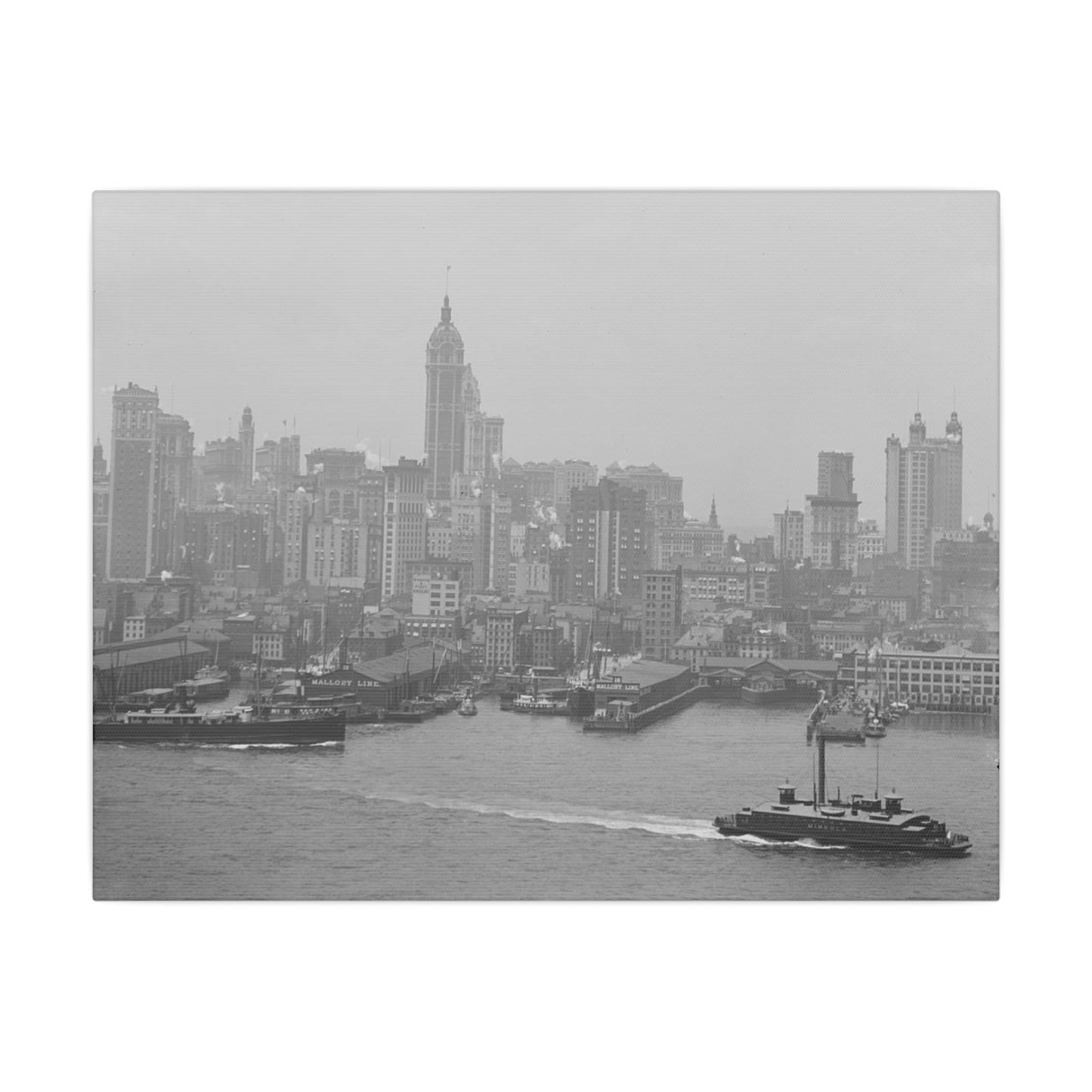 Vintage NYC Harbor Photo Canvas Print - Old School Male 