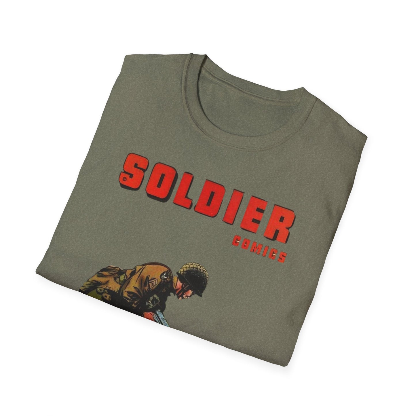 Vintage Retro Soldier Comics Graphic T-Shirt - 100% Cotton Classic Fit Tee