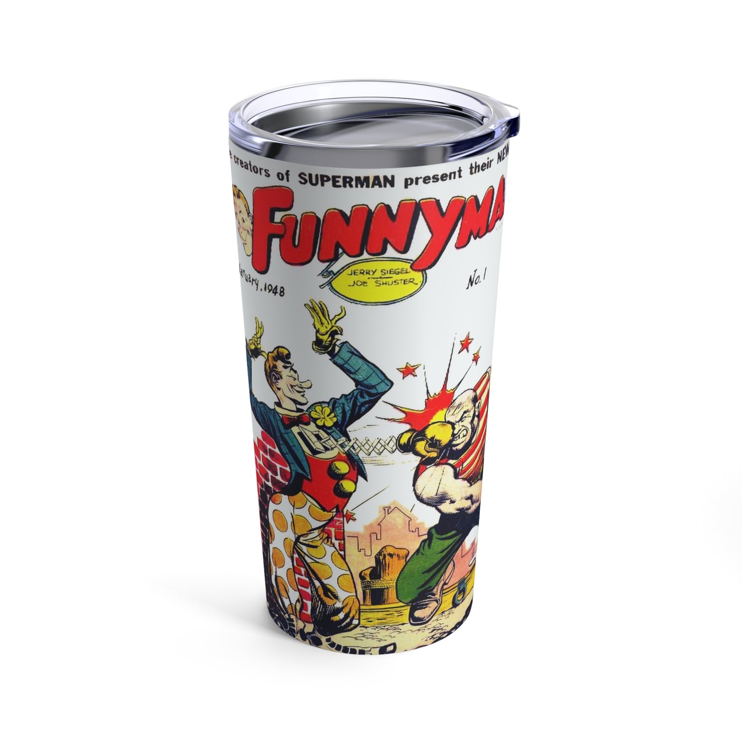 Retro Funnyman Comic Graphic Insulated Tumbler 20oz - Old School Male 