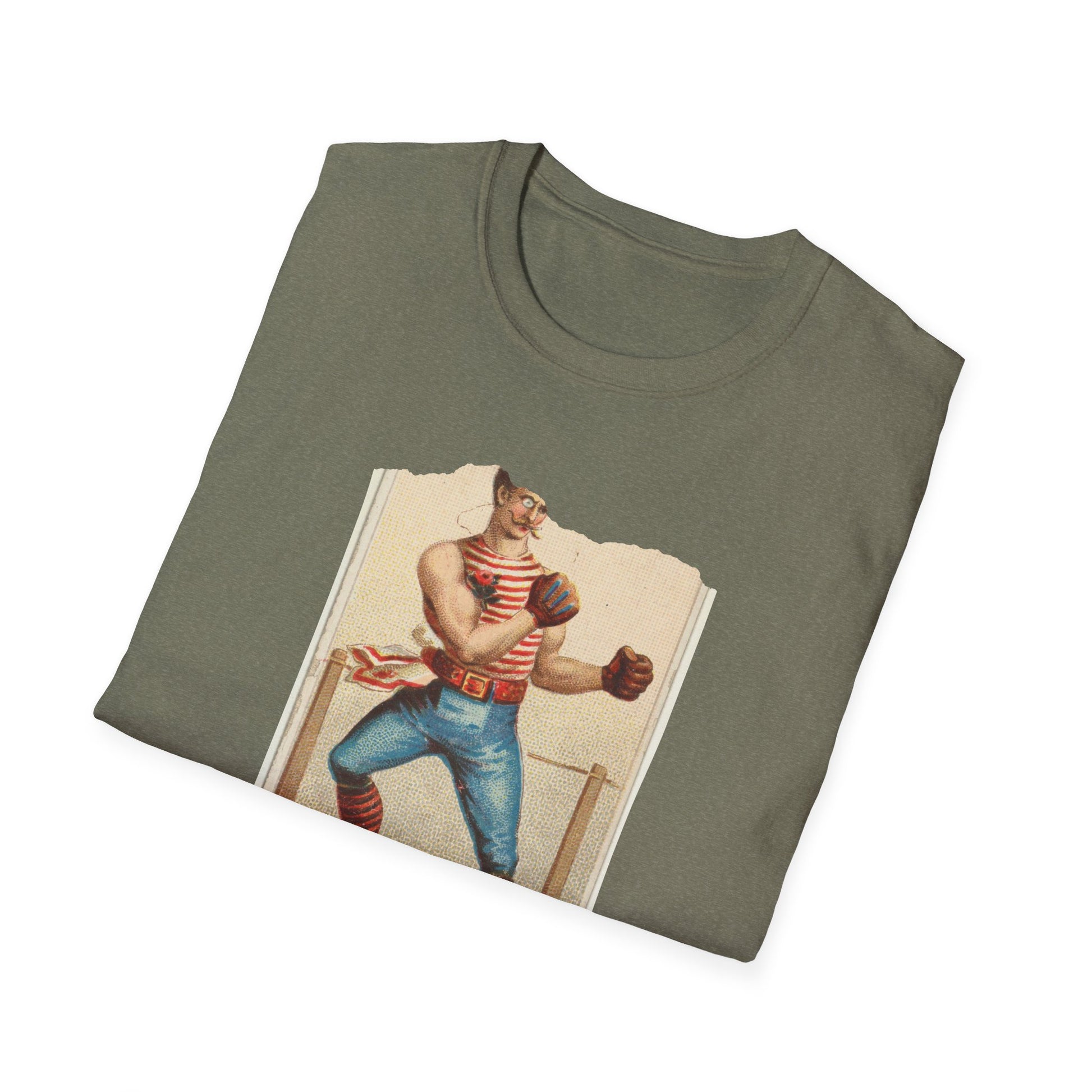 Retro Boxer Pose Unisex Softstyle Tee - Old School Male 