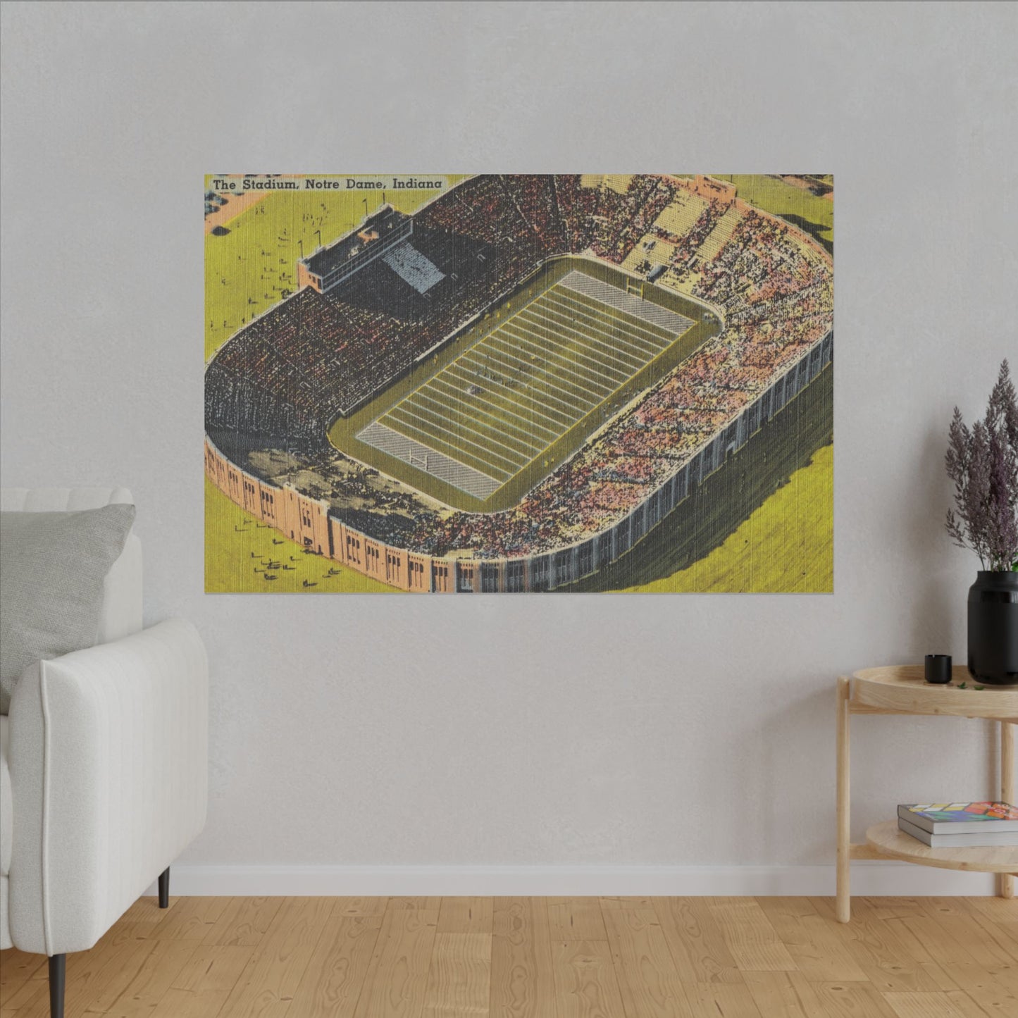 Aerial Canvas Art - Notre Dame University Stadium Illustration