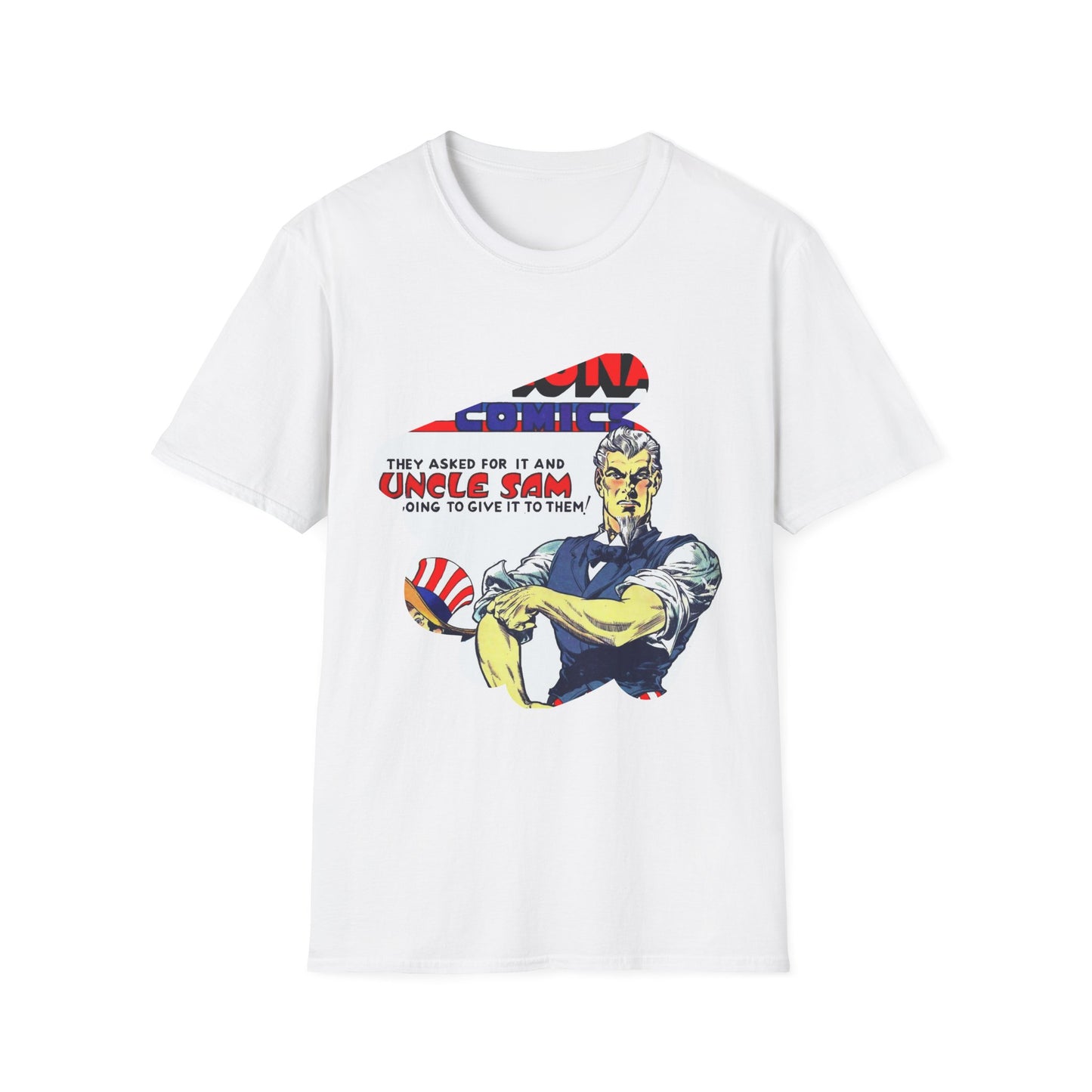 Vintage Comic Book Art Unisex Soft-Style Tee - Old School Male 