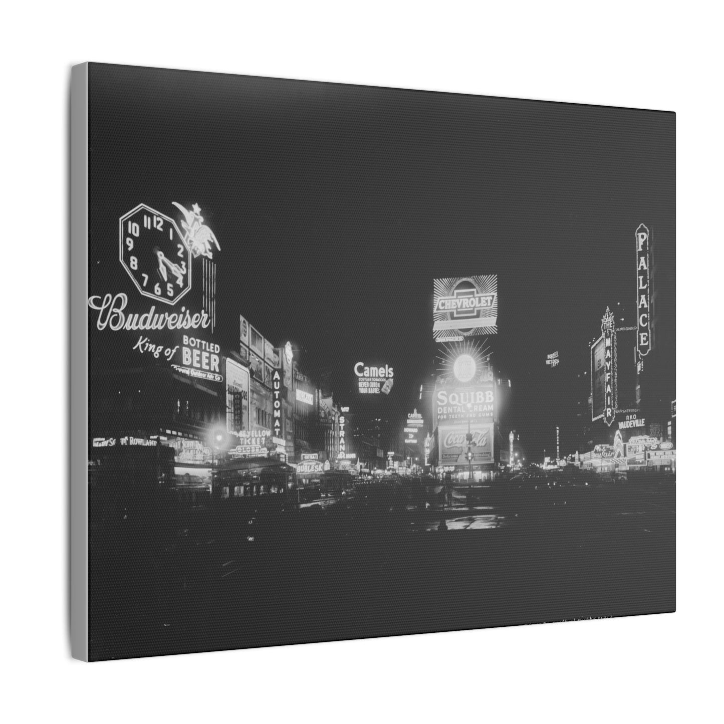 Nighttime Elegance: Vintage Times Square Matte Canvas Print (Multiple Sizes Available)