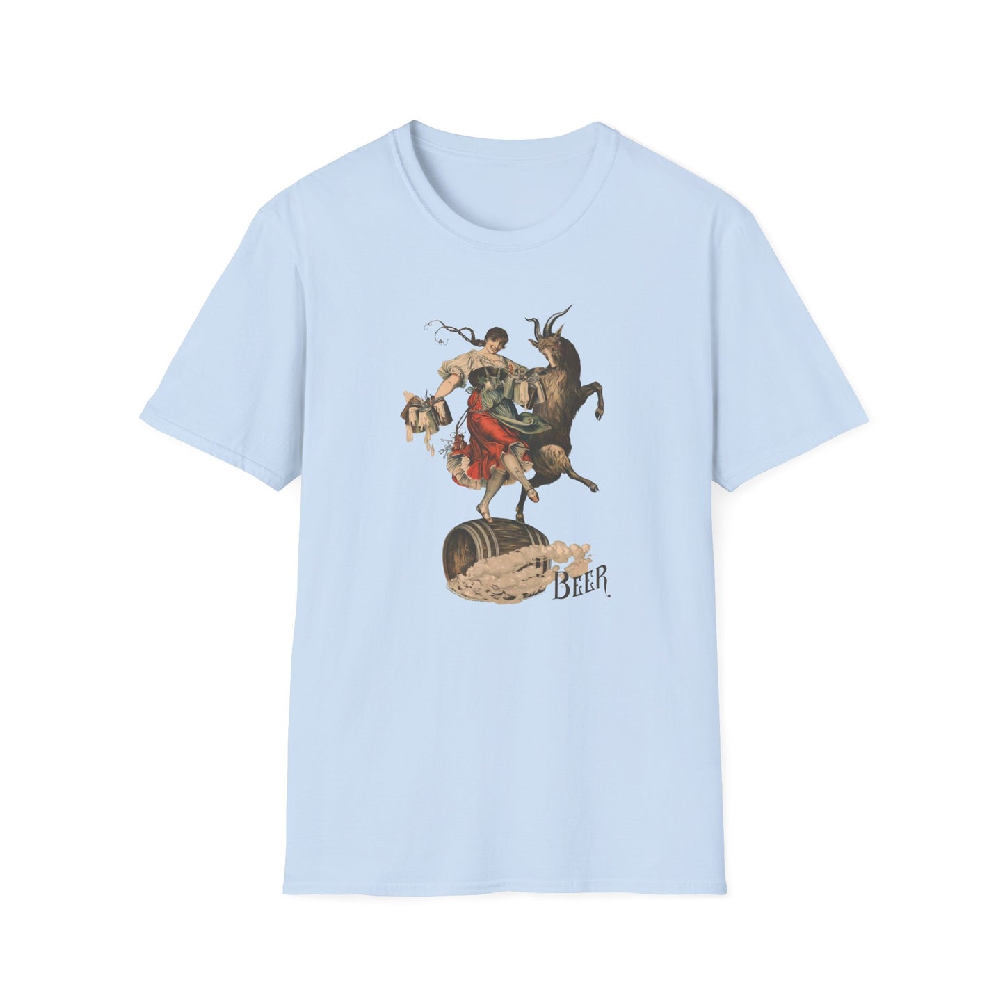 Goat and Beer Lovers Unisex T-Shirt with Fun Dancing Design