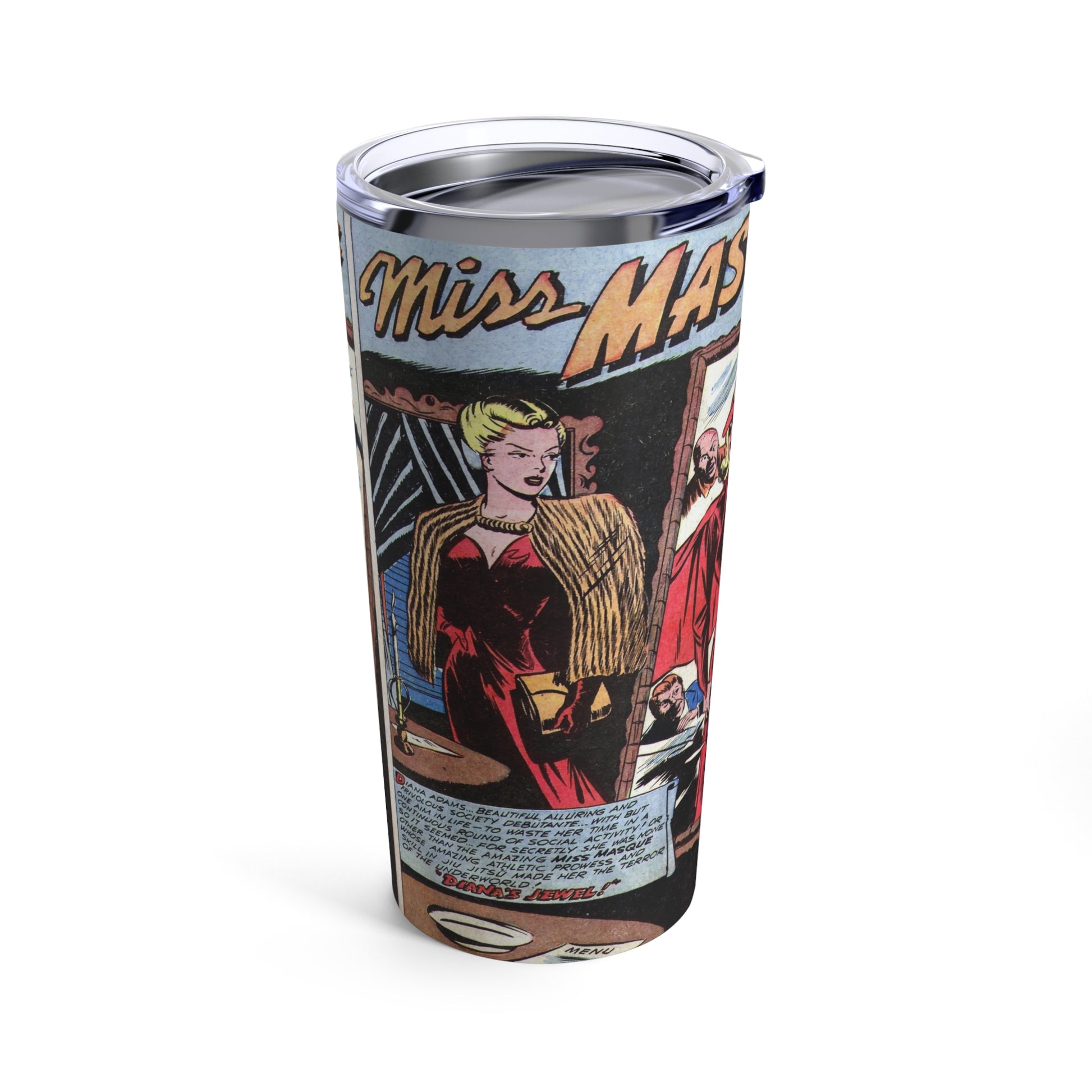 Vintage Miss Masque Comic Page Insulated Tumbler 20oz - Old School Male 