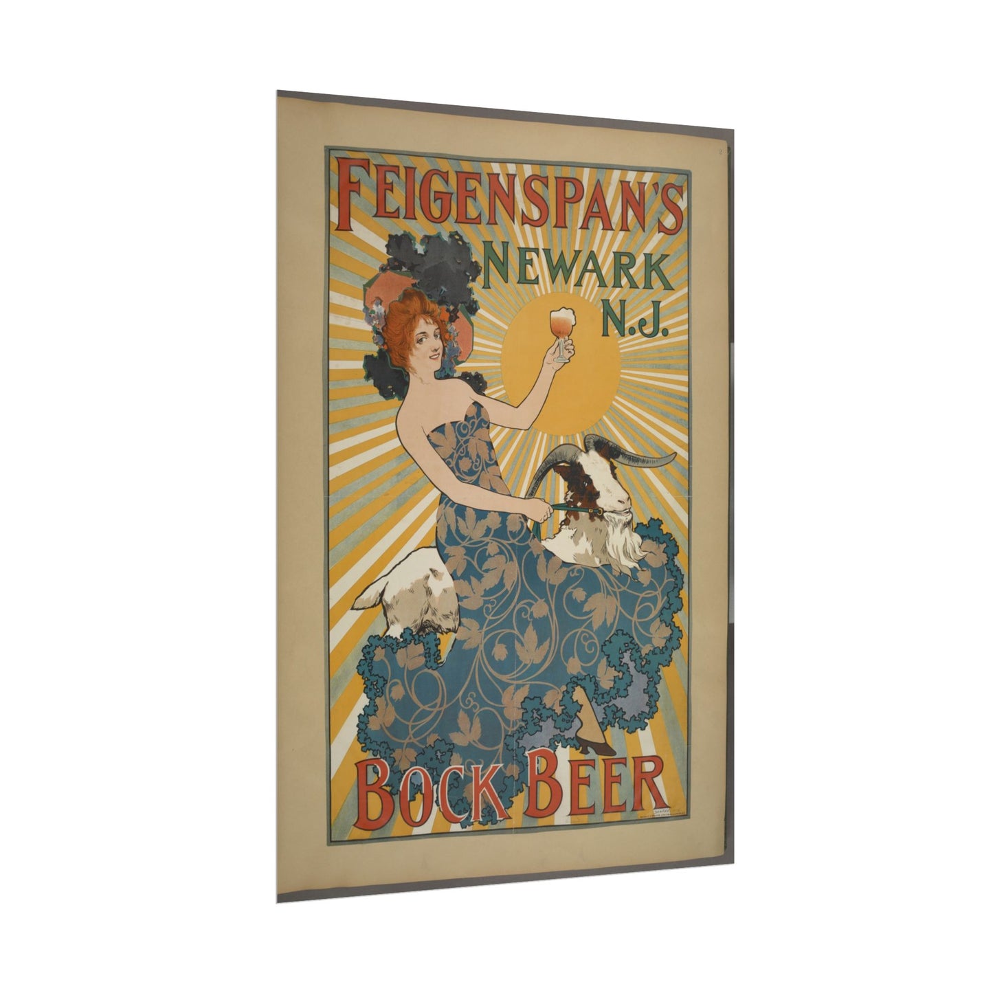 Feigenspan's Bock Beer Vintage Beer Ad Poster