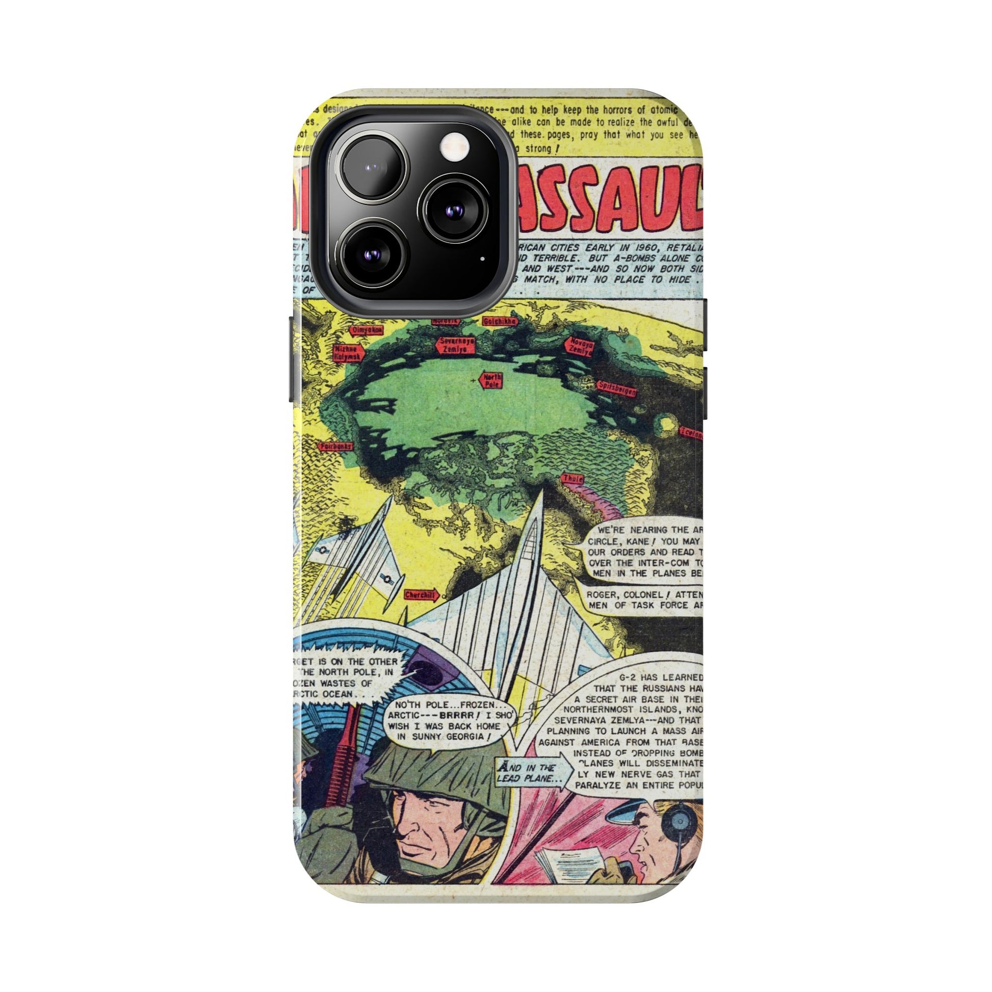 Vintage Atomic Warfare Comic Page Rugged Phone Cases - Old School Male 