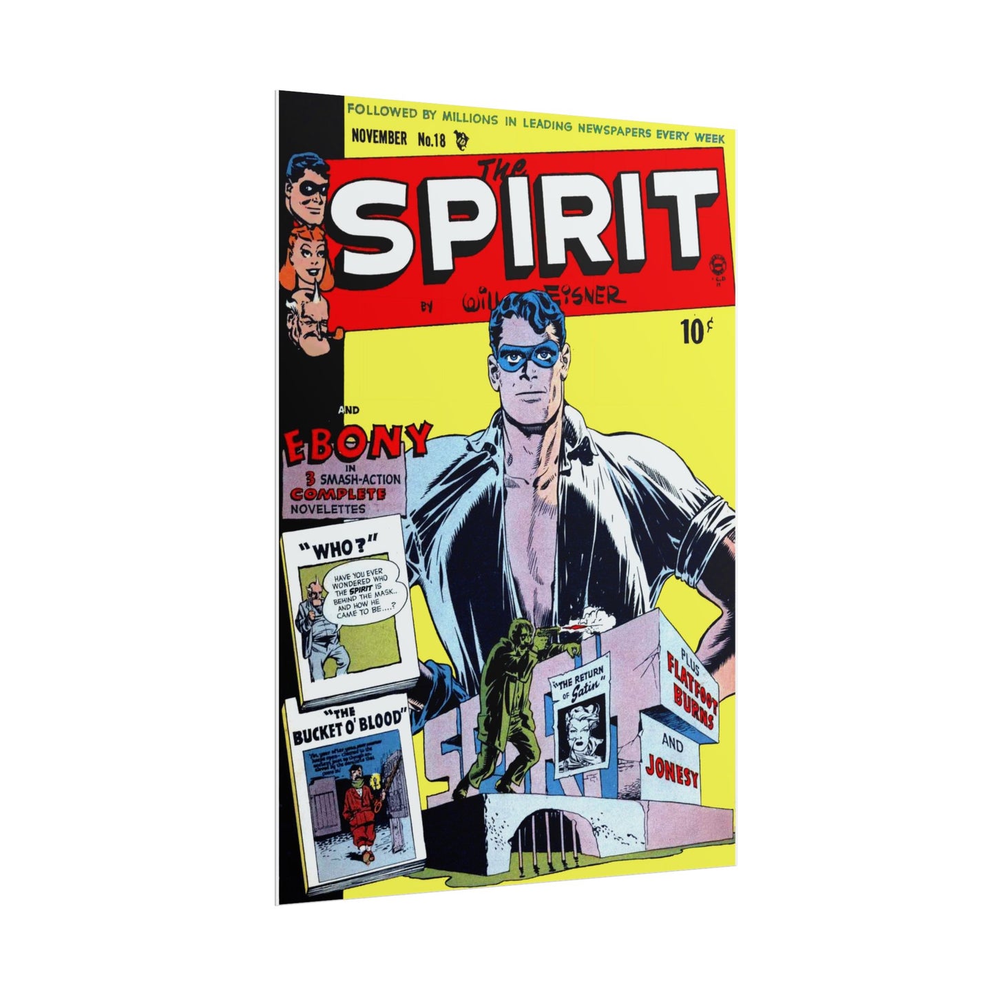 Retro November Number 18 The Spirit Comic Cover Poster