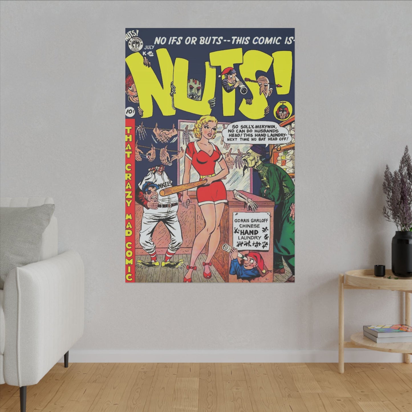 Vintage Comic Art Matte Canvas Print, Stretched, 0.75" (Various Sizes) - Old School Male 