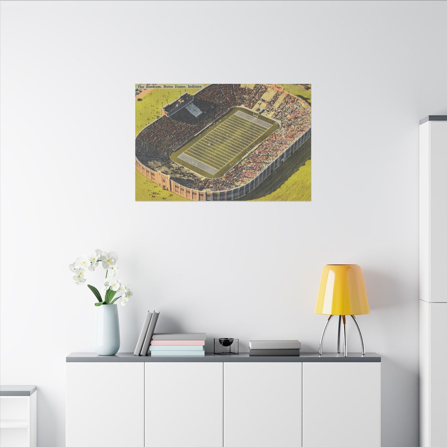 Aerial Canvas Art - Notre Dame University Stadium Illustration