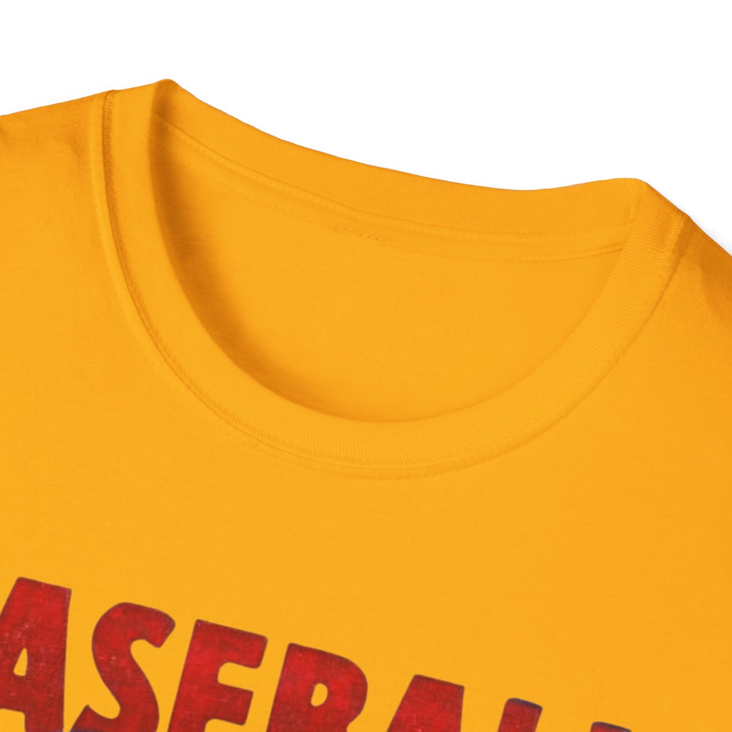 Vintage 1950 Baseball Card Wrapper Unisex T-Shirt in yellow with engaging retro graphics. A perfect wearable tribute to baseball nostalgia for avid fans.