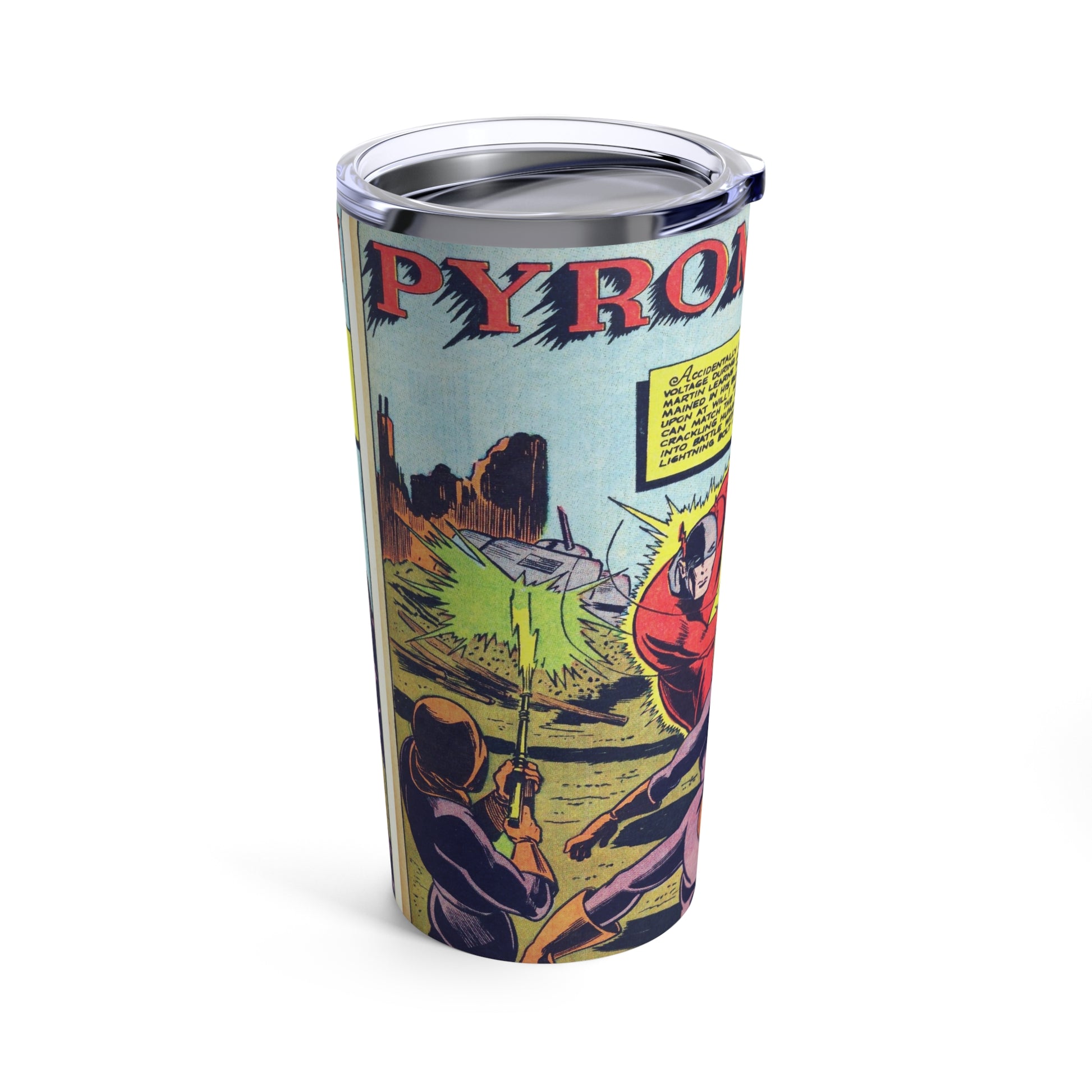 Retro Pyroman Comic Page Insulated Tumbler 20oz - Old School Male 