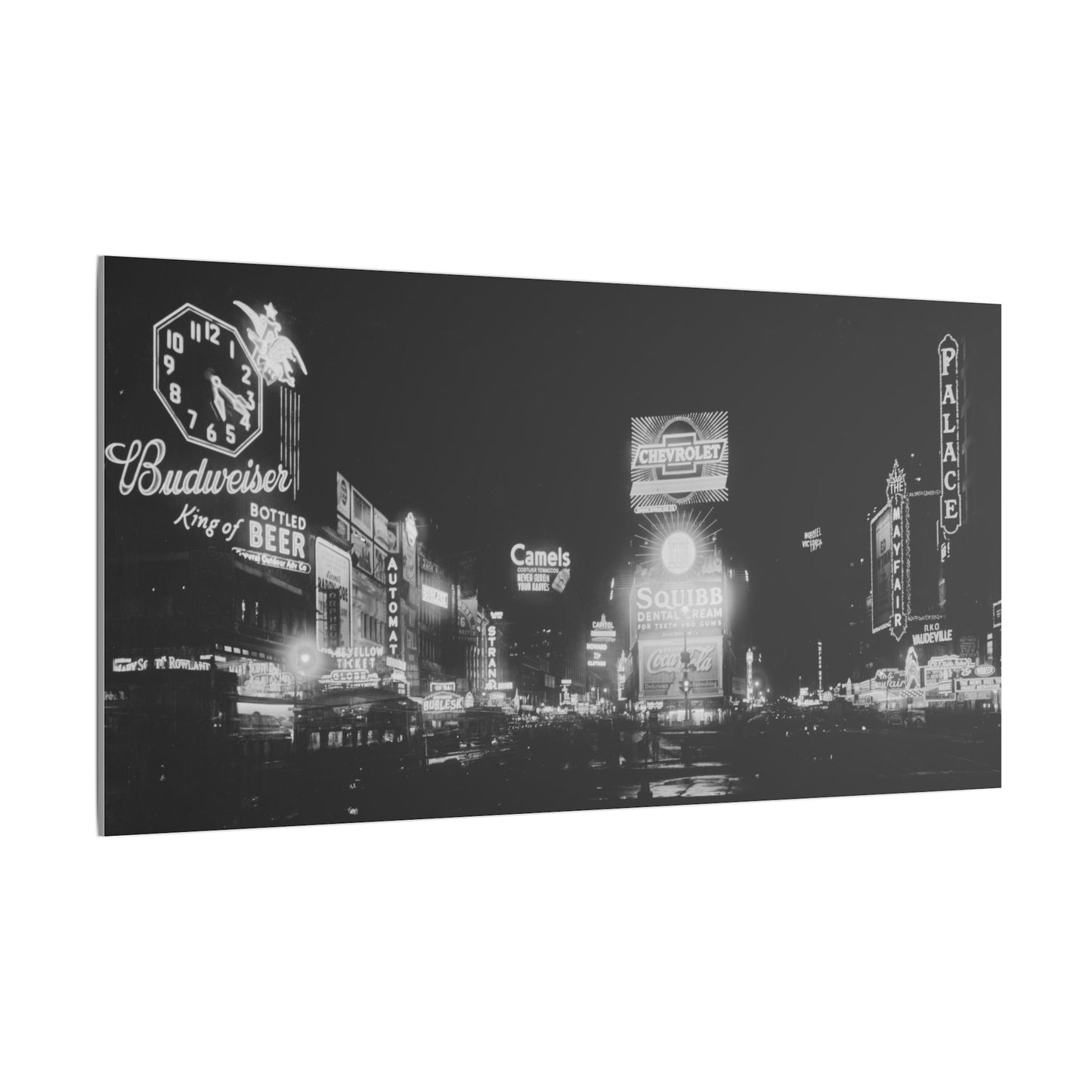 Nighttime Elegance: Vintage Times Square Matte Canvas Print (Multiple Sizes Available)