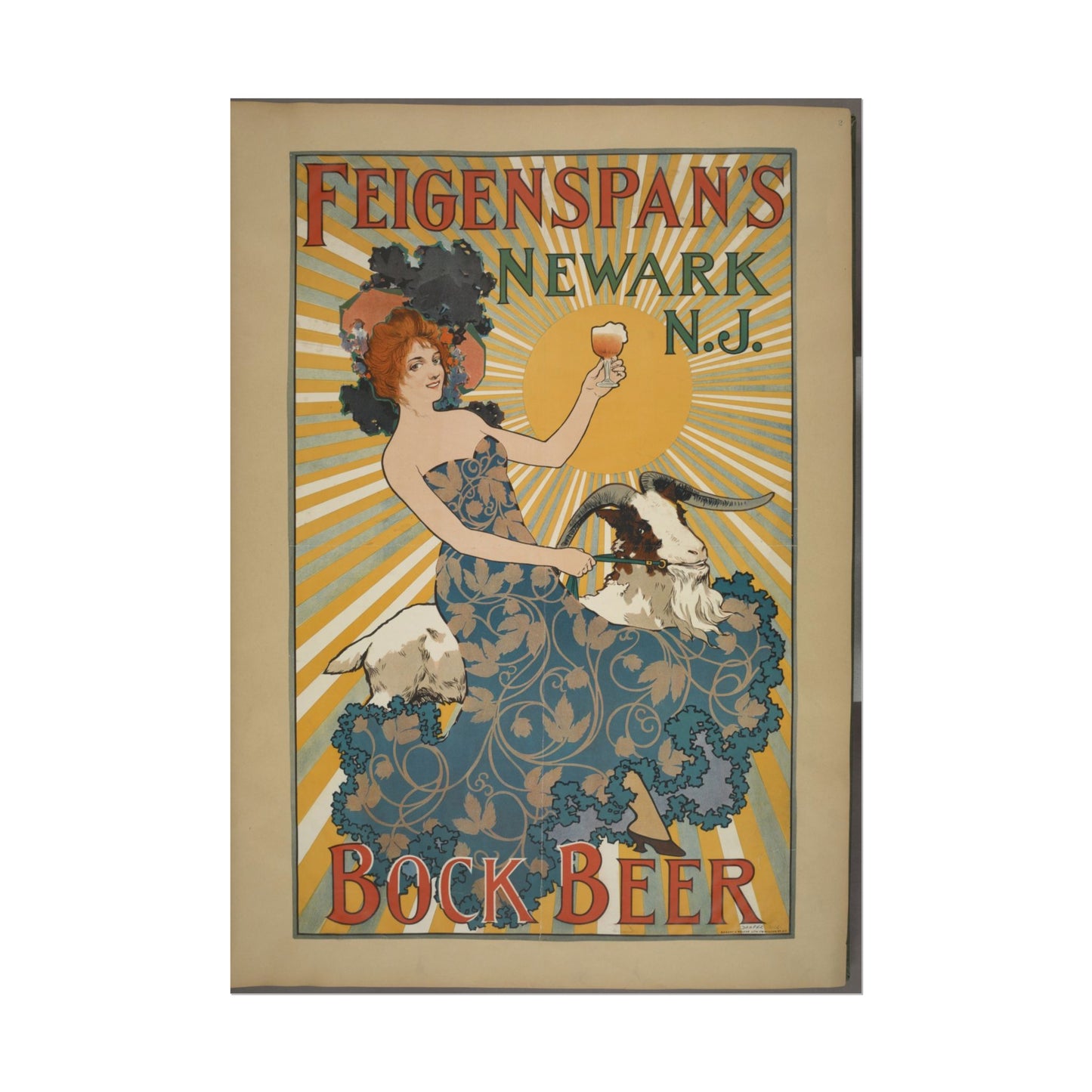 Feigenspan's Bock Beer Vintage Beer Ad Poster - Old School Male 