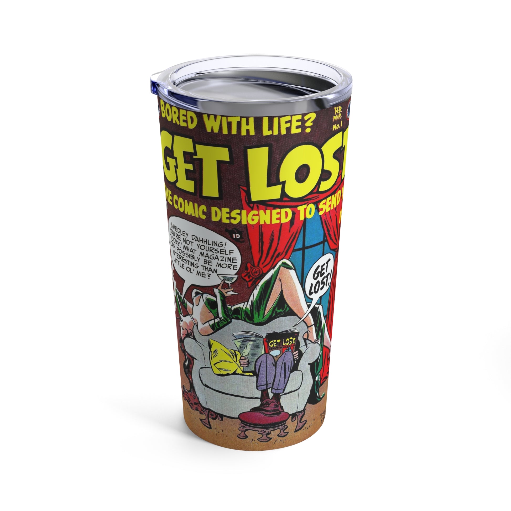 Vintage Get Lost Comic Adventure 20oz Tumbler - Old School Male 