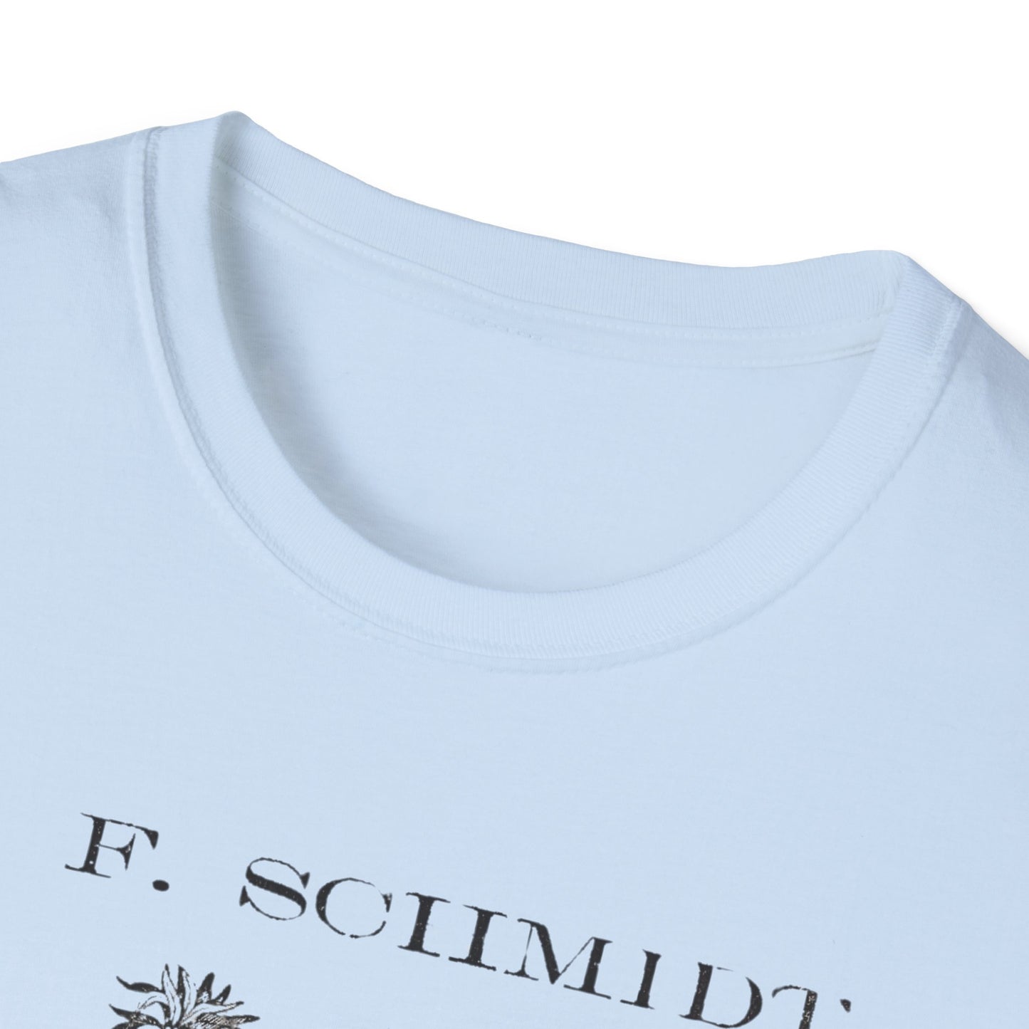 A classic navy blue t-shirt displaying the time-honored C.F. Schmidt Lager Beer logo, excellent for easygoing get-togethers.