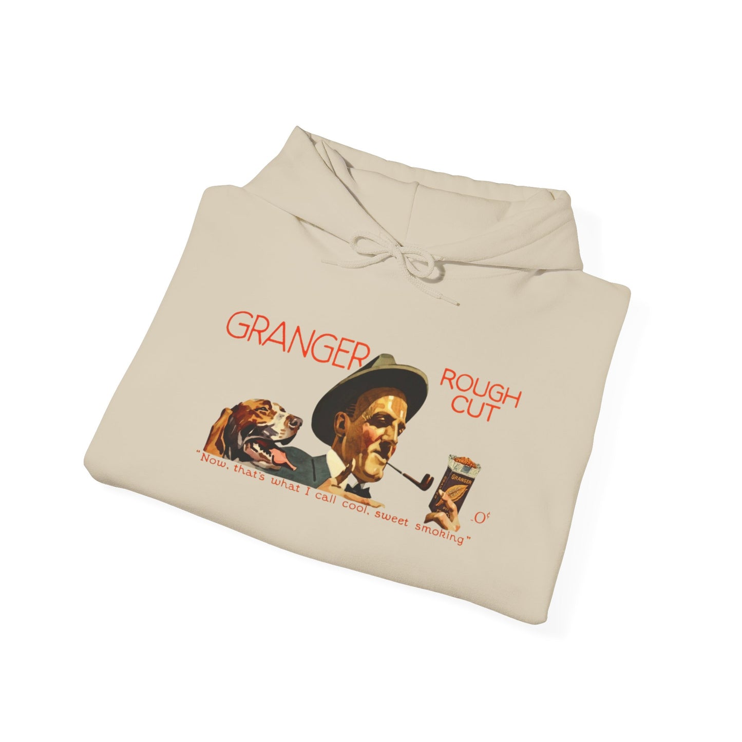 Vintage Granger Rough Cut Tobacco Ad Hoodie - Cozy Cotton-Polyester Blend with Kangaroo Pocket