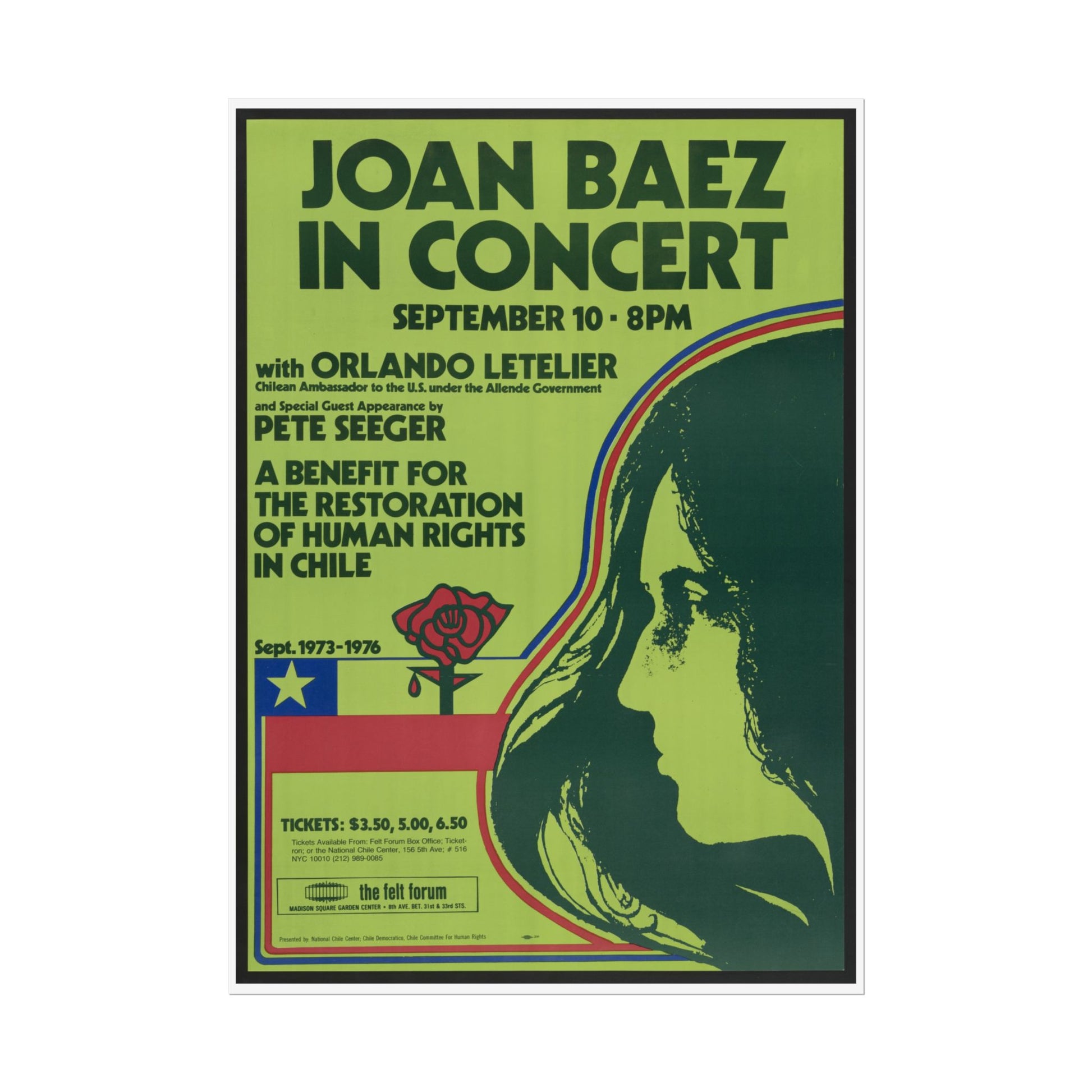 Joan Baez Benefit Concert Poster - Old School Male 