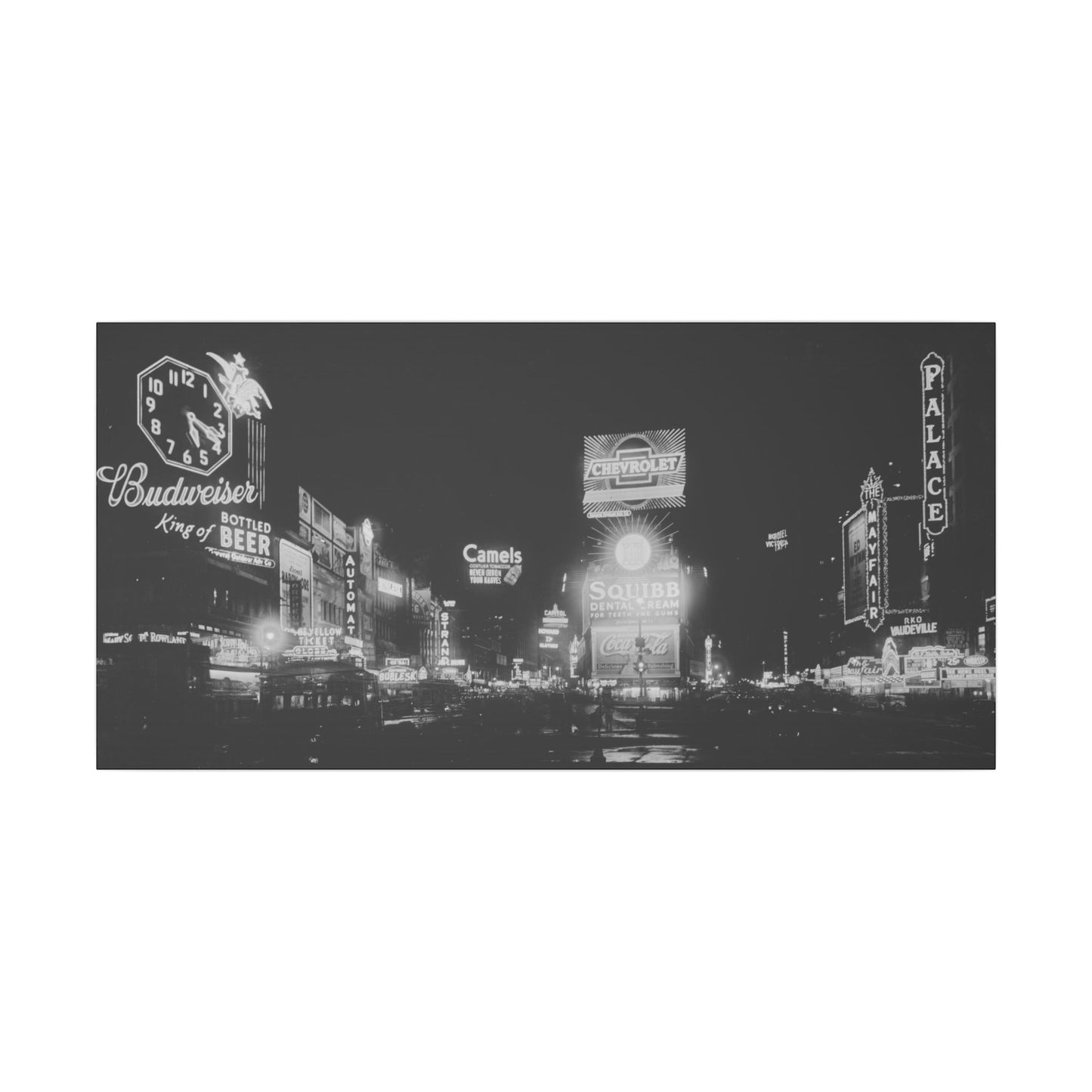 Nighttime Elegance: Vintage Times Square Matte Canvas Print (Multiple Sizes Available)