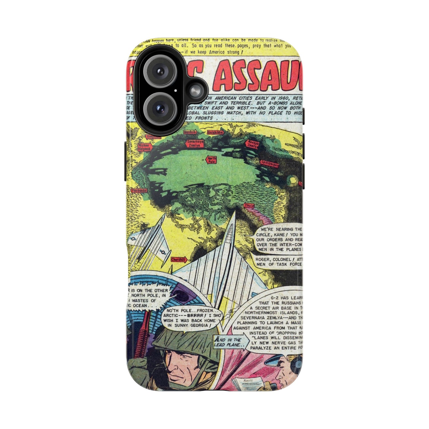 Vintage Atomic Warfare Comic Page Rugged Phone Cases - Old School Male 