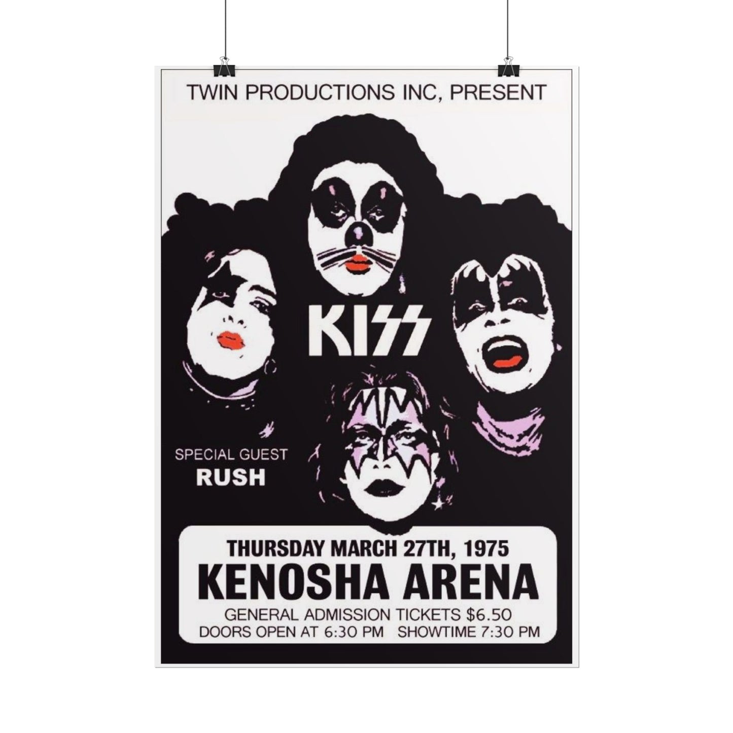 Retro Kiss Concert with Opener Rush at the Kenosha Arena Poster Print