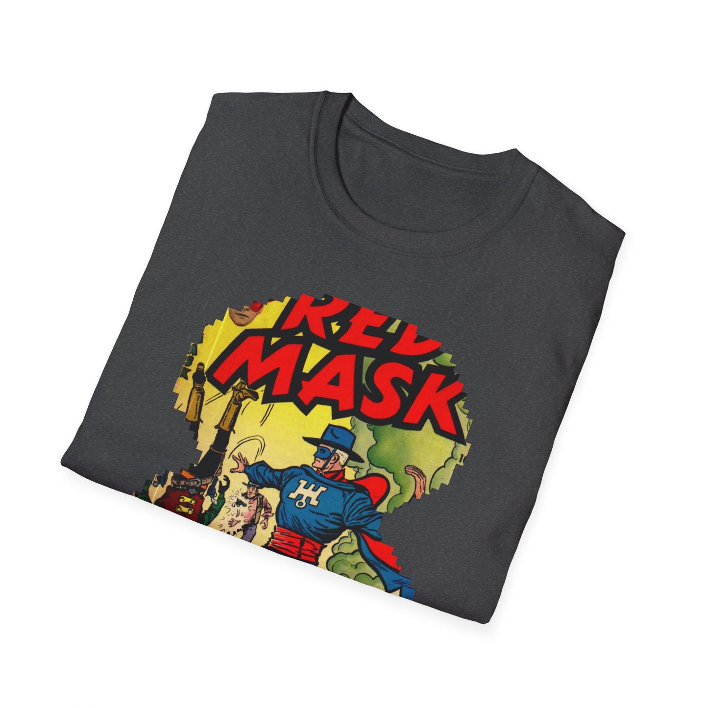 Vintage Red Mask Unisex Soft Cotton Tee - Old School Male 