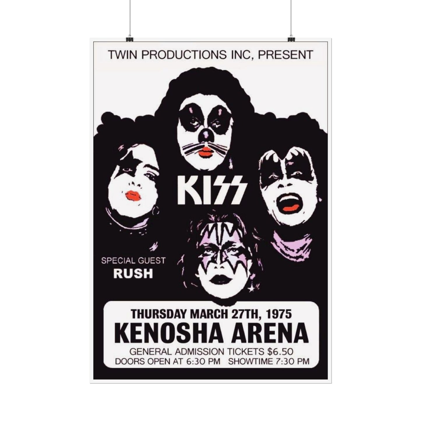 Retro Kiss Concert with Opener Rush at the Kenosha Arena Poster Print - Old School Male 