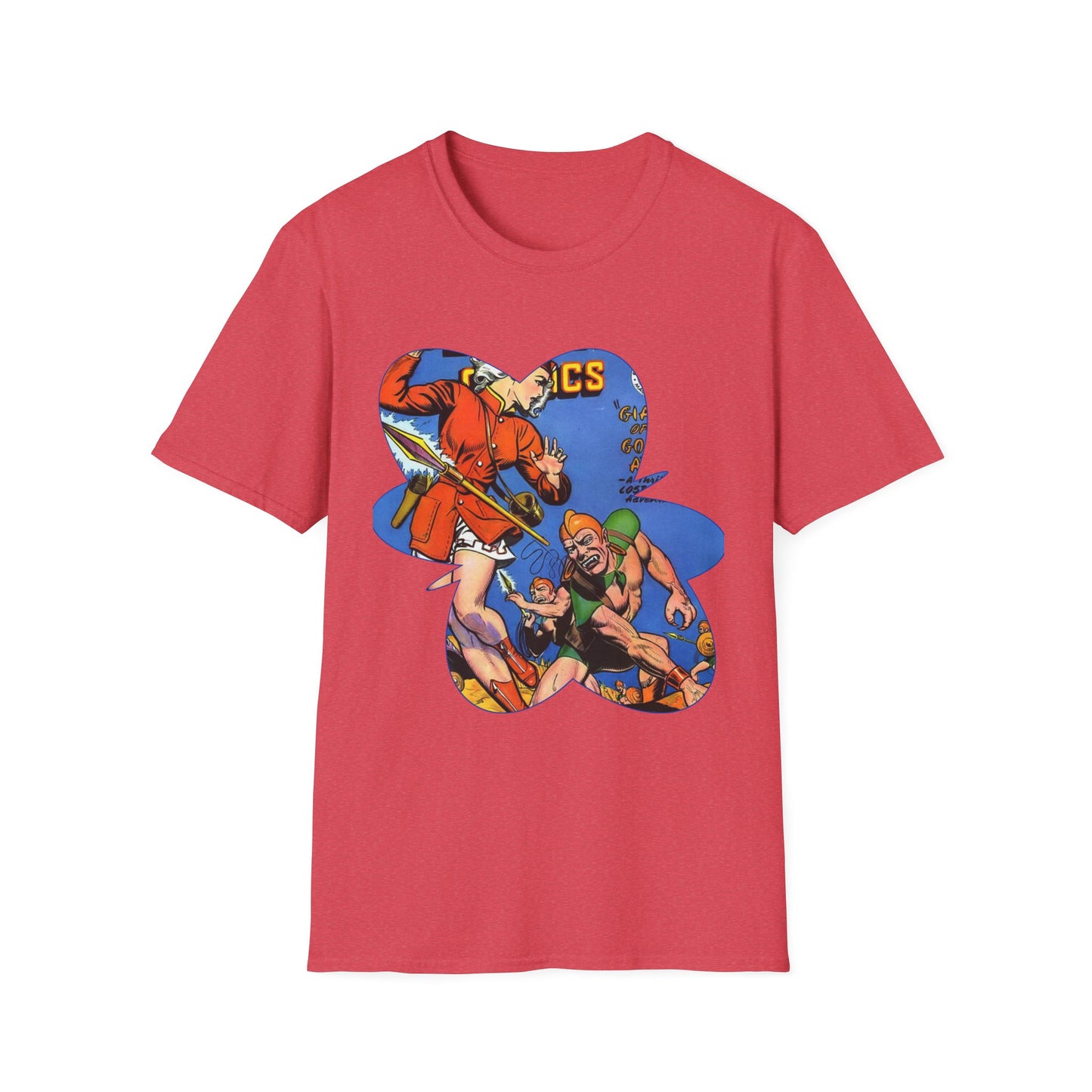 Vintage Comic Book Cover Unisex Softstyle Tee - Old School Male 