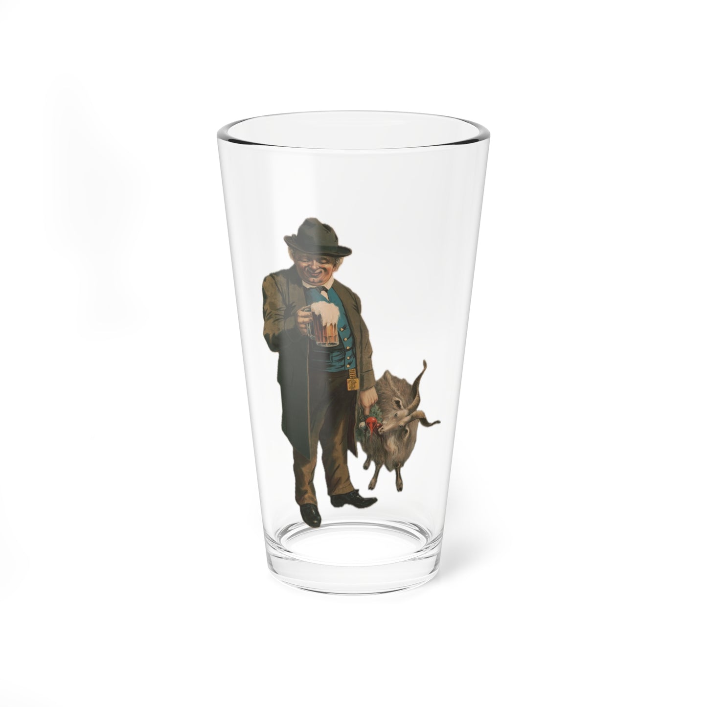 Retro Goat-Themed 16oz Beer Glass for Enthusiasts