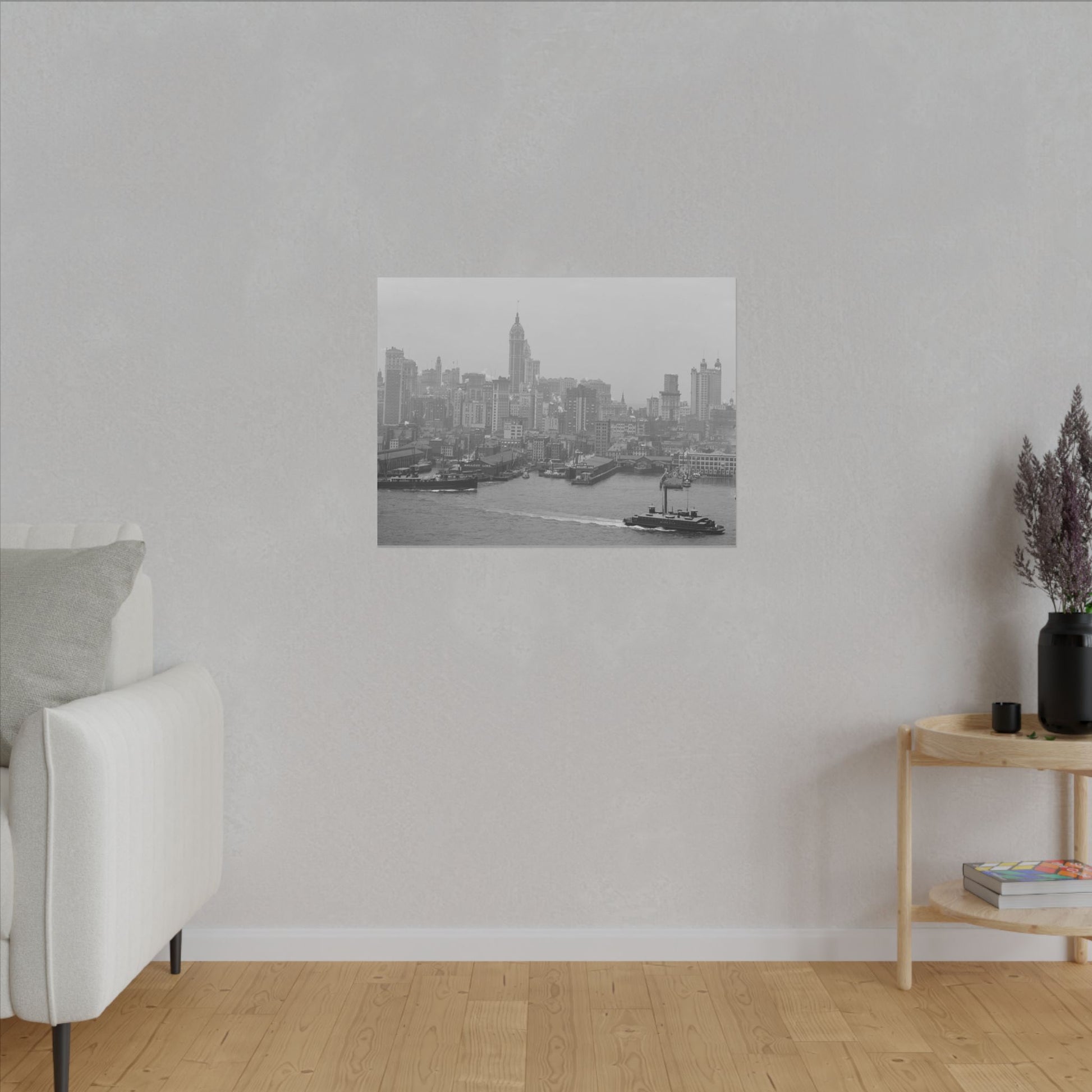 Vintage NYC Harbor Photo Canvas Print - Old School Male 