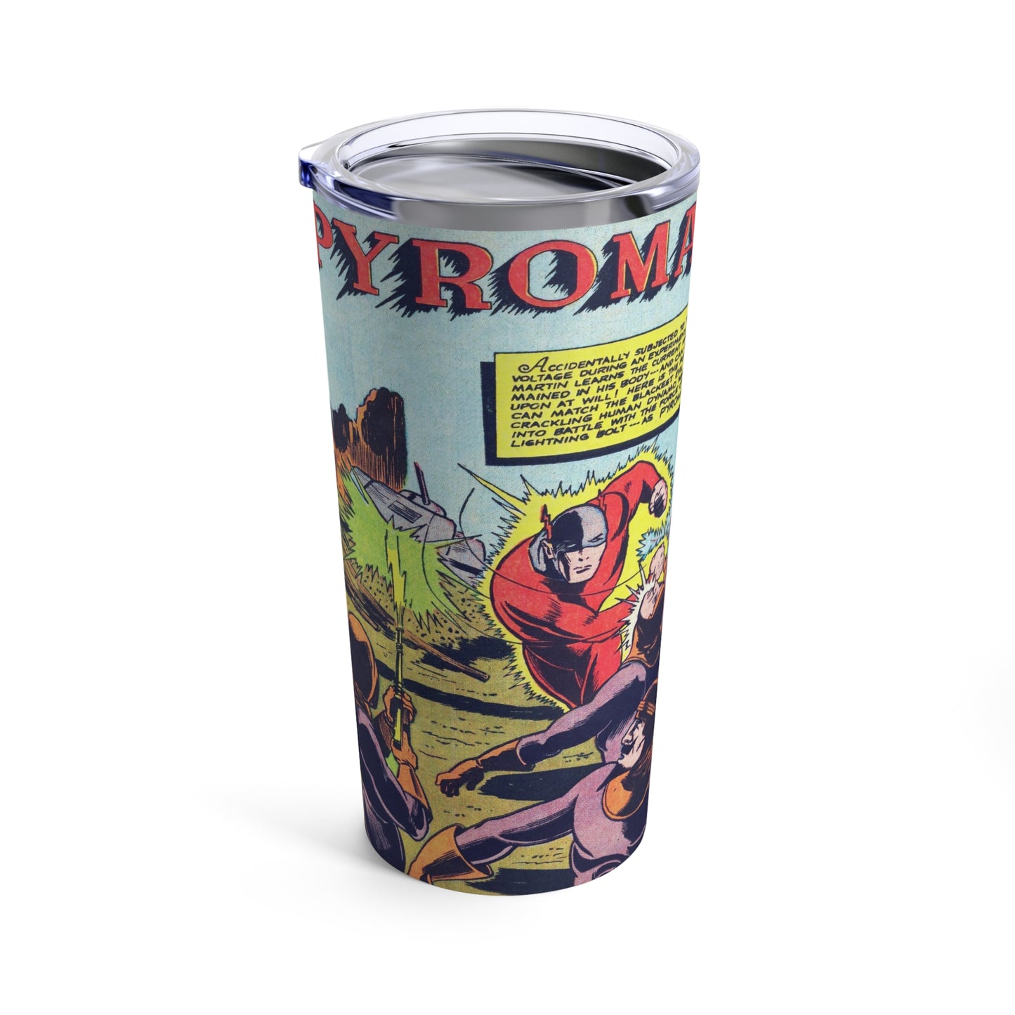 Retro Pyroman Comic Page Insulated Tumbler 20oz - Old School Male 