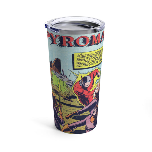 Retro Pyroman Comic Page Insulated Tumbler 20oz - Old School Male 