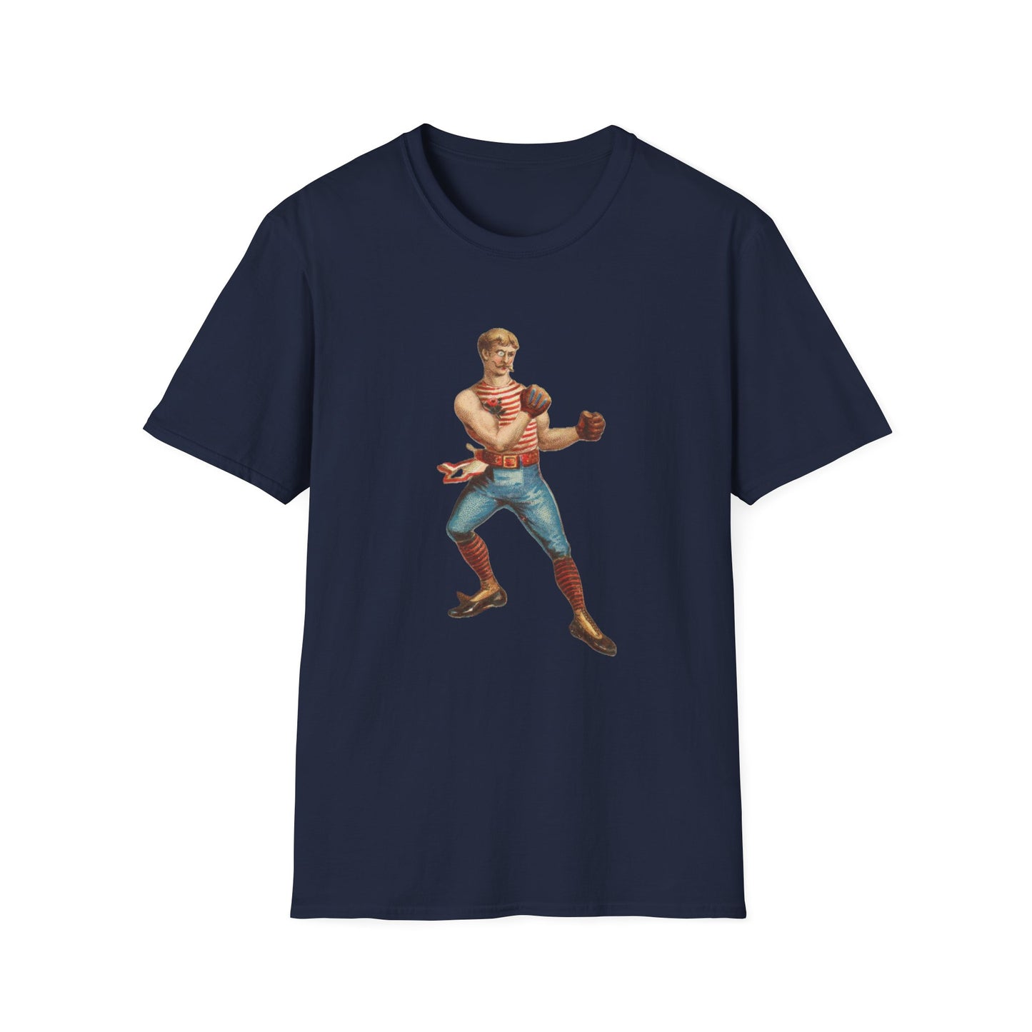 Vintage Boxer Pose Unisex Soft Cotton Tee - Old School Male 