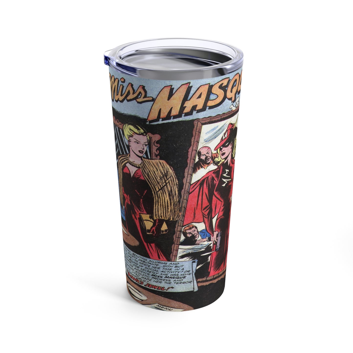 Vintage Miss Masque Comic Page Insulated Tumbler 20oz - Old School Male 