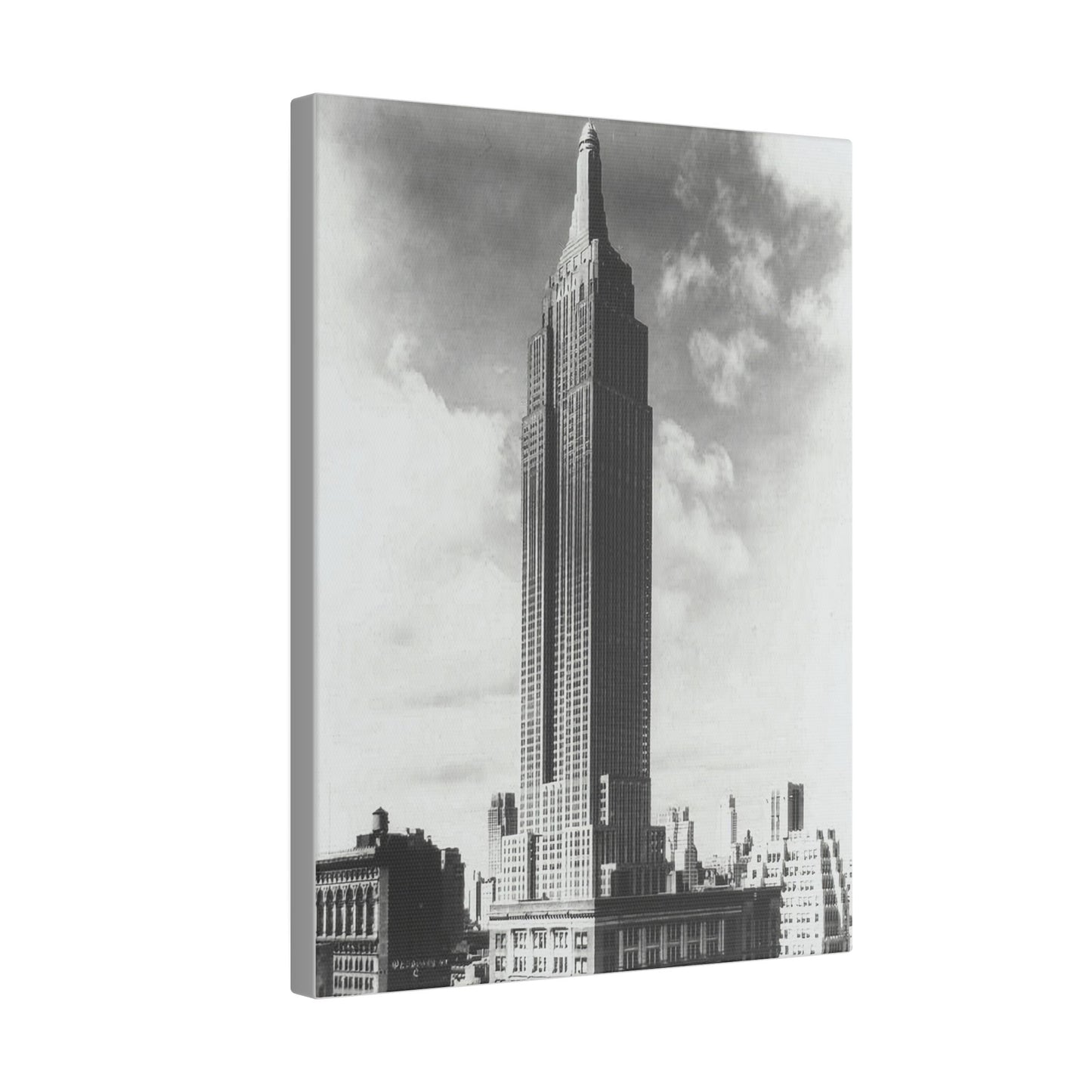 Classic Monochrome Canvas Print of the Iconic Empire State Building - Stretched Matte Art (Multiple Sizes Available) - Old School Male 