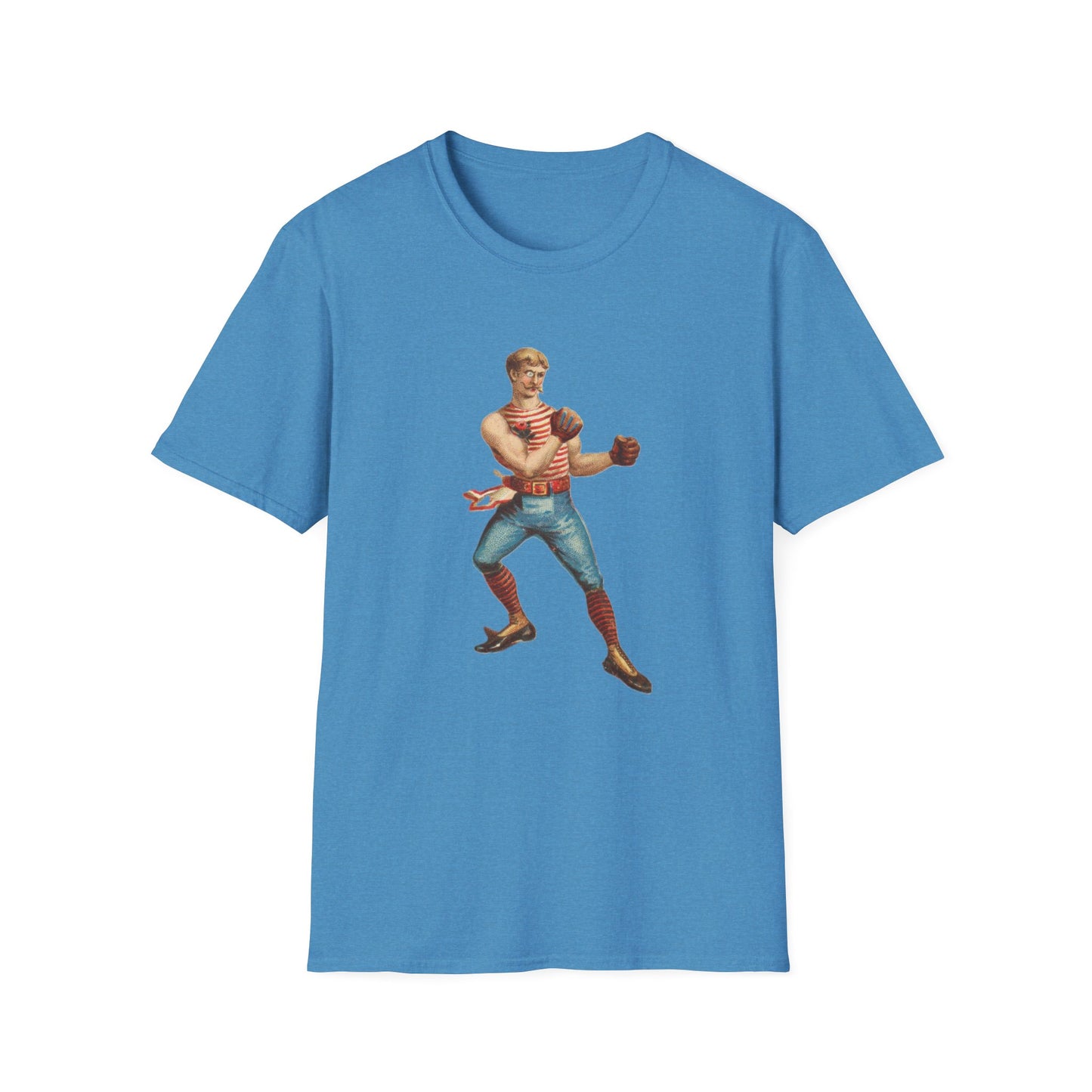 Vintage Boxer Pose Unisex Soft Cotton Tee - Old School Male 